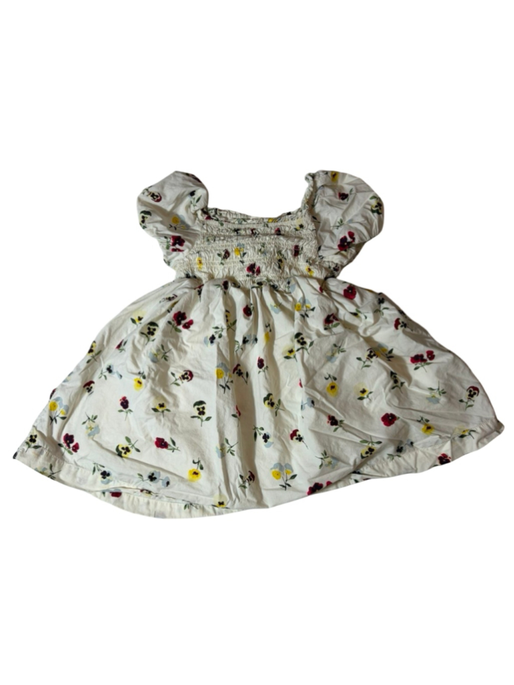 Gap x DÔEN Kids 2Y Ivory Floral Smocked Puff Sleeve Cottagecore Dress